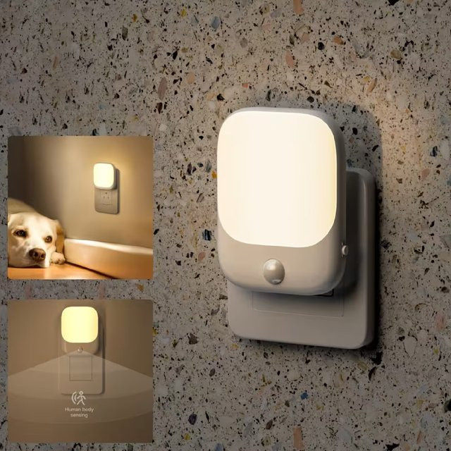 Ouelico Modernes LED-Nachtlicht mit Bewegungssensor in Weiß mit warmweißem Licht zur Wandmontage - Bild 1