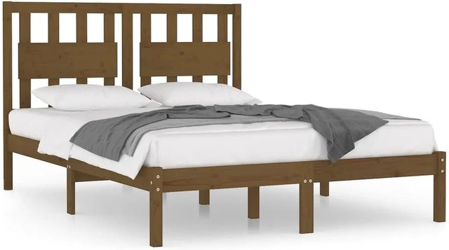 vidaXL Massivholzbett aus Kiefer in Honigbraun, B/T/H: 200 x 200 x 205,5 cm - Bild 1