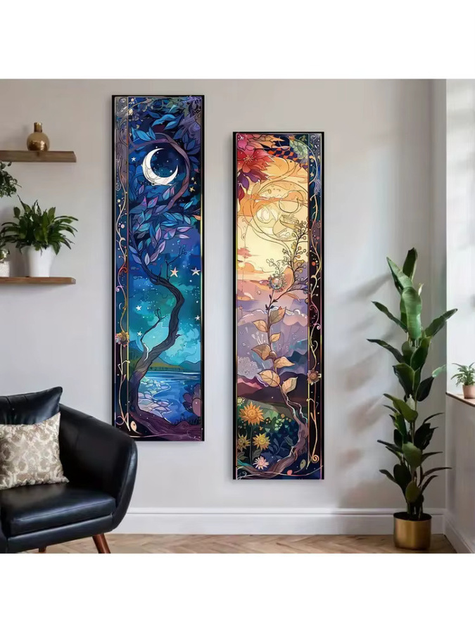 VIKAMA Bohemian Tree Of Life Wandteppich in Multicolour mit Sonne, Mond und floralen Elementen - Bild 4