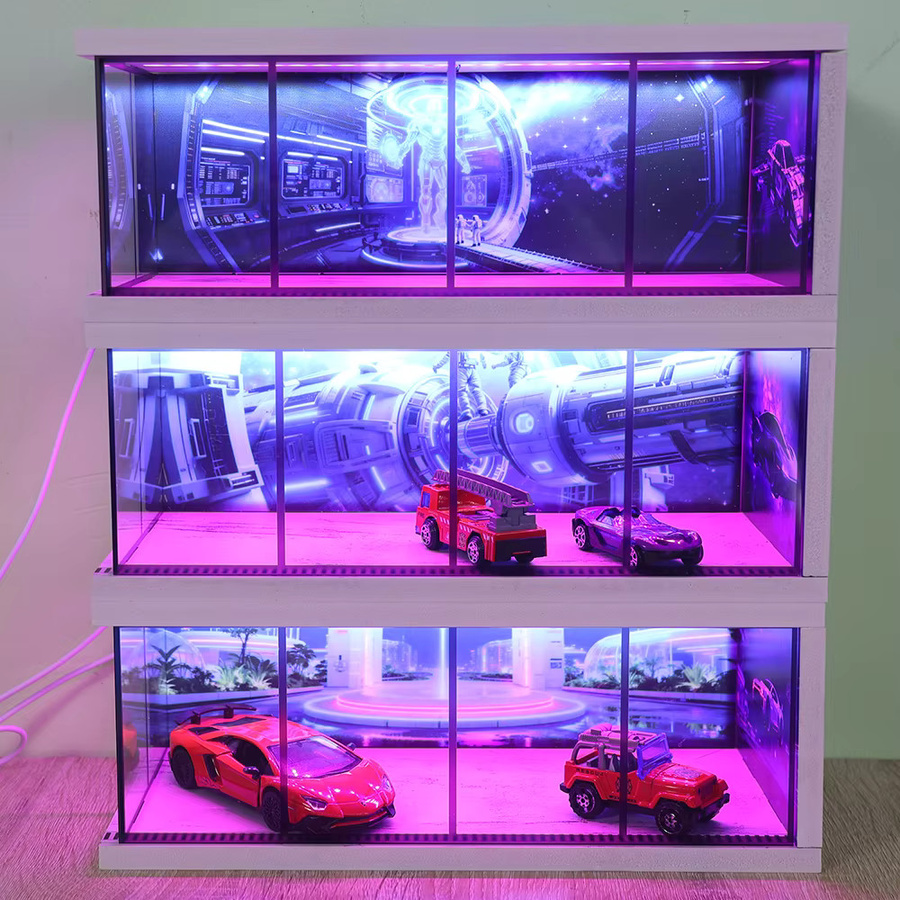 meiduoxing Auto Garage Diorama, Maßstab 1:64, mit LED-Leuchten - Bild 3
