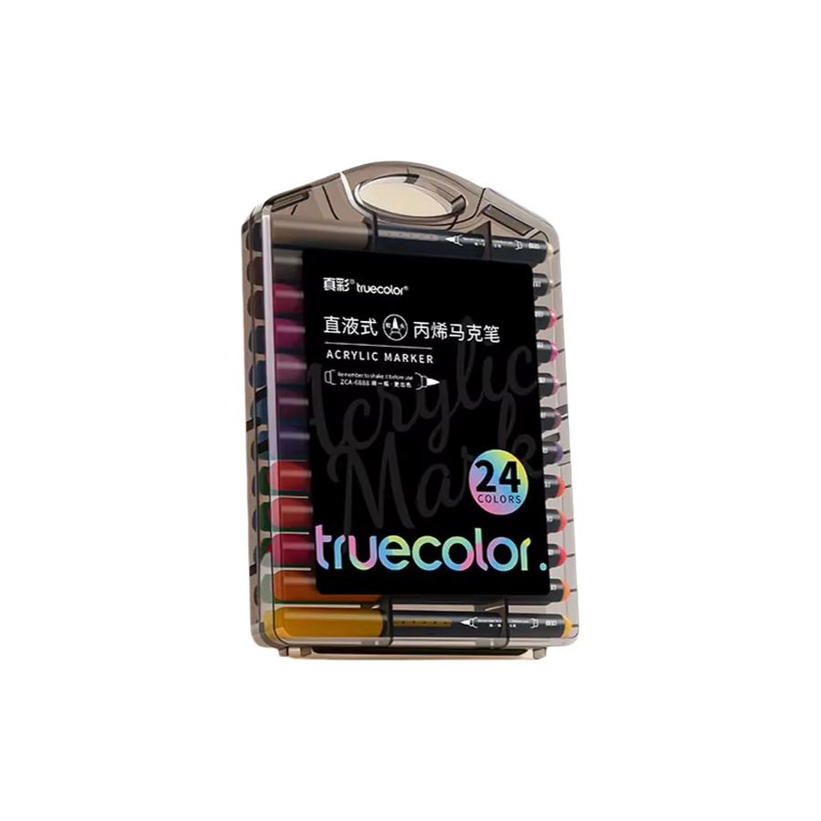 Truecolor Acryl-Marker Set mit 24 Farben in Schwarz und Multicolour inklusive PP-Box und Direktfluss-Technologie zum Zeichnen und Basteln - Bild 7