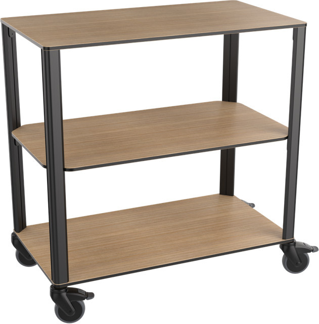 QUATRO Servierwagen mit 3 Ebenen aus Holz in Eiche und Schwarz, B/T/H: 90 x 51 x 92 cm - Bild 1
