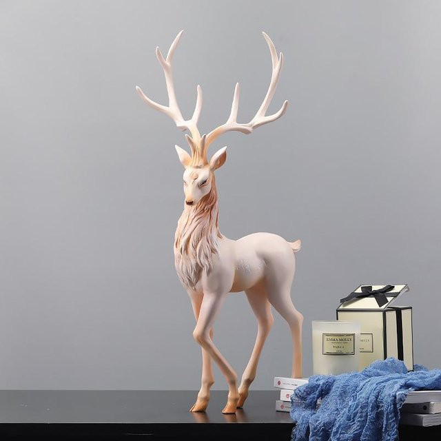 Yiran Furniture Hirschstatue aus Harz als luxuriöse Elchskulptur für deine Wohnzimmerdekoration, Höhe: 35 cm - Bild 1
