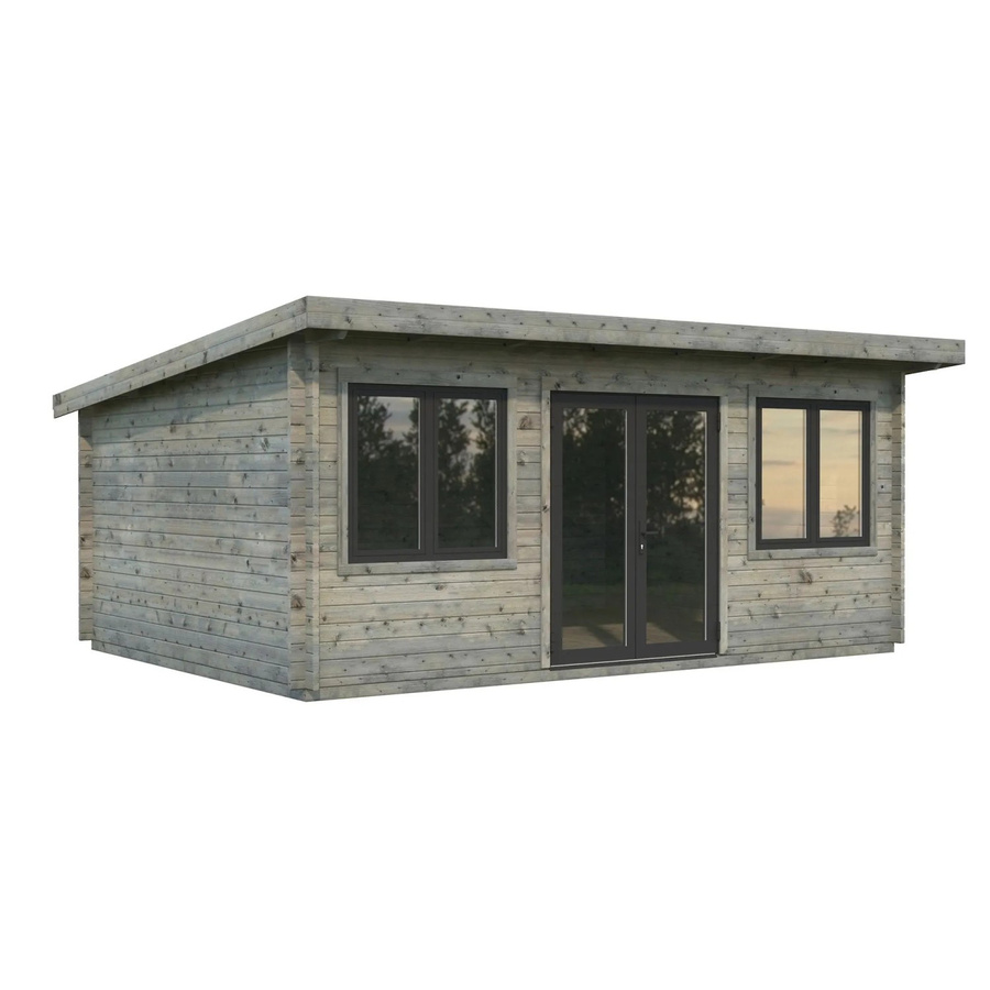 Palmako Gartenhaus Lisandra aus Fichtenholz in Grau mit Pultdach und Blockbohlenbauweise B/T: 550 x 400 cm - Bild 2