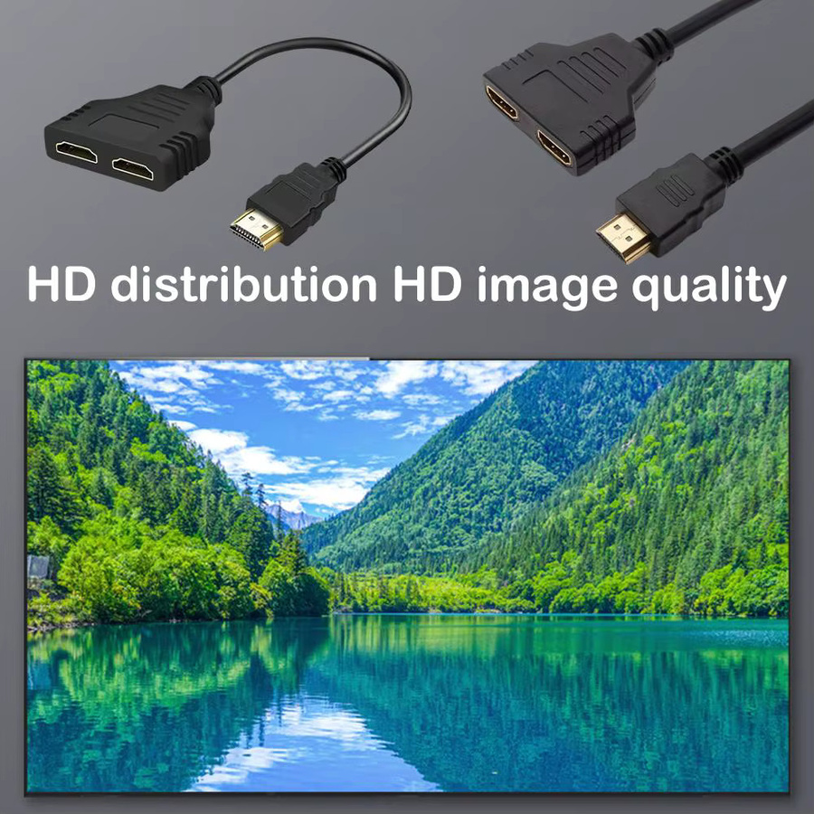 4K UHD HDMI Splitter Adapter Schwarz mit 1 Eingang und 2 Ausgängen für Laptop, TV und Monitor - Bild 6