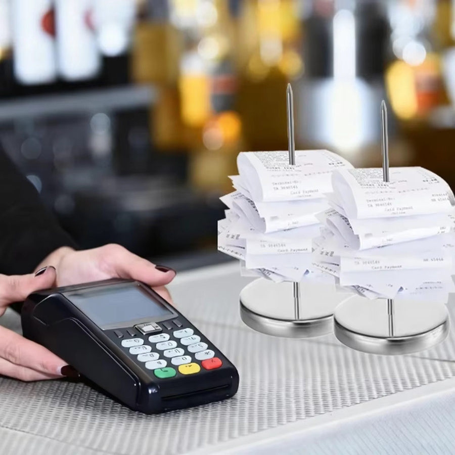 2-teiliger Schreibtisch-Quittungshalter aus Metall in Silber für professionelle Ticketverwaltung - Bild 2