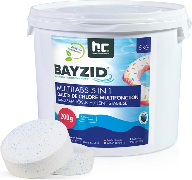 BAYZID Multitabs 5in1 Pool Tabletten mit Chlor für Kartuschen- und Sandfilteranlagen, 5 kg - Bild 1