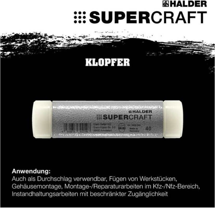 Halder Handhammer SUPERCRAFT 3408.040 hart, Gewicht: 785 g, Länge: 160 mm - Bild 2