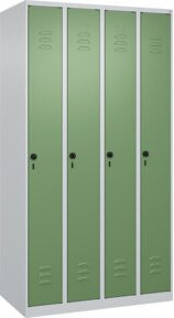 C+P Spind Classic PLUS Garderobenschrank mit 4 Abteilen, Grau und Grün, H x B x T: 185 x 100 x 50 cm - Bild 1