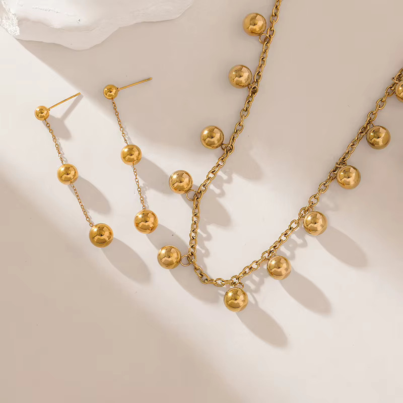 Eilieck Schmuck Set, Edelstahl, Gold, Perle, Damen - Bild 2