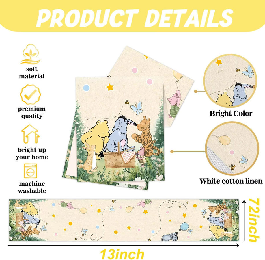 Disney Winnie Pooh Tischdecke für Baby Shower und Geburtstag, beige und mehrfarbig, rechteckig - Bild 3