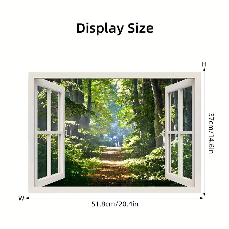 BRUP Kunst-Wandaufkleber mit Wald-Motiv und Fenster-Effekt, mehrfarbig, rechteckig - Bild 5