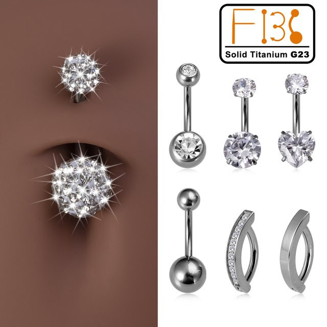 HONGTU BOBY JEWELRY Bauchnabelring, Titan, Zirkonia, Silber, Herz - Bild 1