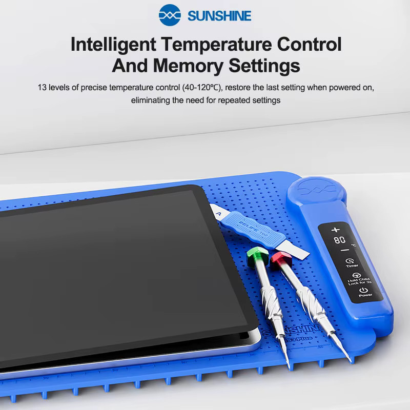 SUNSHINE LS3 PLUS LCD-Bildschirm-Splitter mit Heizplatte und Trennmatte für Handy- und iPad-Reparatur in Blau, B/T/H: 40,5 x 25,0 x 0 cm - Bild 3