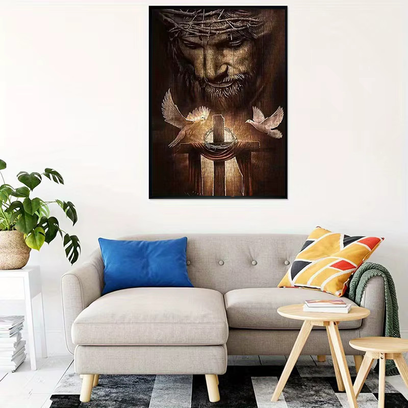 AZNM DIY-Papierpuzzle, Jesus-Porträt, Friedenstaube, 1.000 Teile - Bild 4