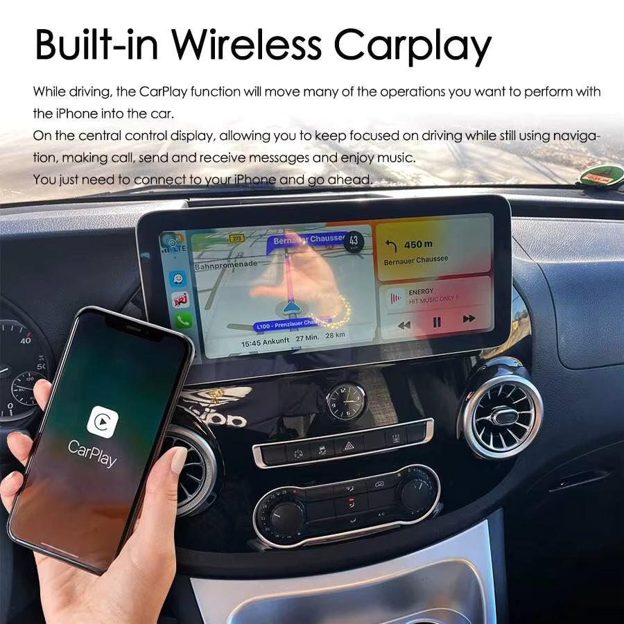 OTOJETA Android 14 Autoradio mit 12,3 Zoll Display für Mercedes Benz Vito 116 2016, 128GB Speicher, Wireless CarPlay, Android Auto, GPS und DSP Videoplayer, Schwarz - Bild 3