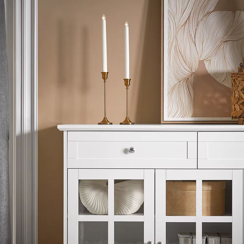 SoBuy Küchenschrank FSB77-W als Kücheninsel und Sideboard mit Glastür in Weiß, B/T/H: 119 x 40 x 90 cm - Bild 7
