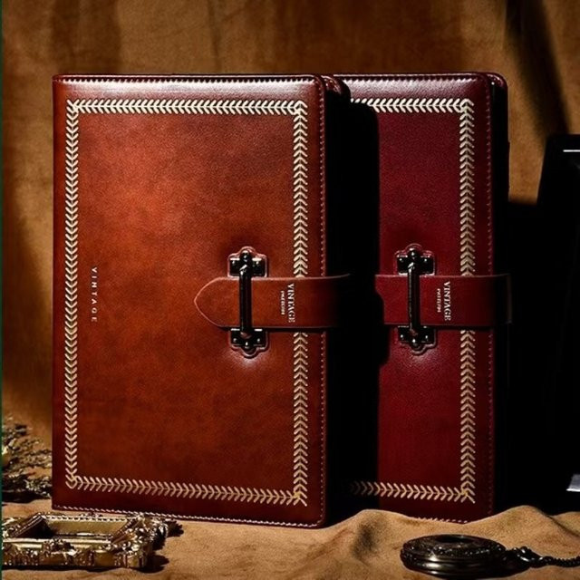 Executive A5-Notizbuch aus braunem Kunstleder mit Hardcover und Dokumententasche für die Geschäftsplanung - Bild 1