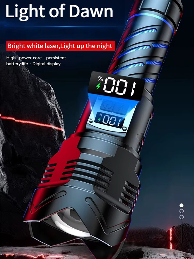 KENSUN LED-Taschenlampe in Schwarz, USB wiederaufladbare taktische Taschenlampe aus Metall für Outdoor und Sport - Bild 7