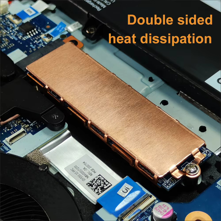 VODOOL Kupfer M.2 SSD Kühlkörper mit thermischem Silikonpad für NVMe/M.2 SSDs, einseitig oder doppelseitig nutzbar - Bild 2