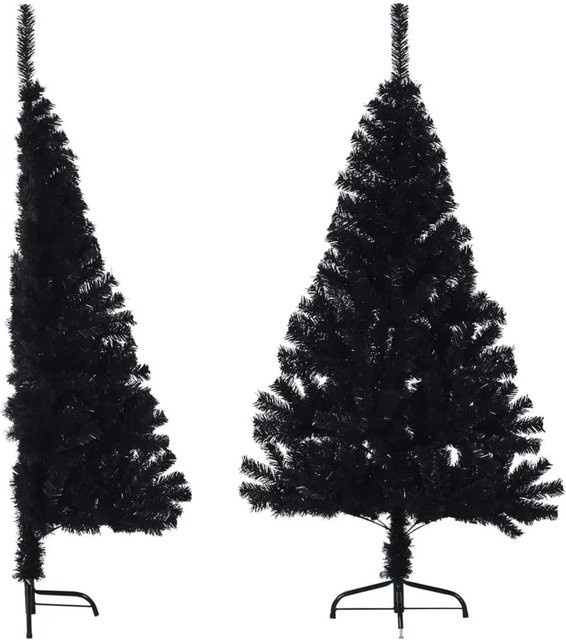 furnicato Künstlicher Halb-Weihnachtsbaum mit Ständer in Schwarz, Höhe: 120 cm - Bild 1