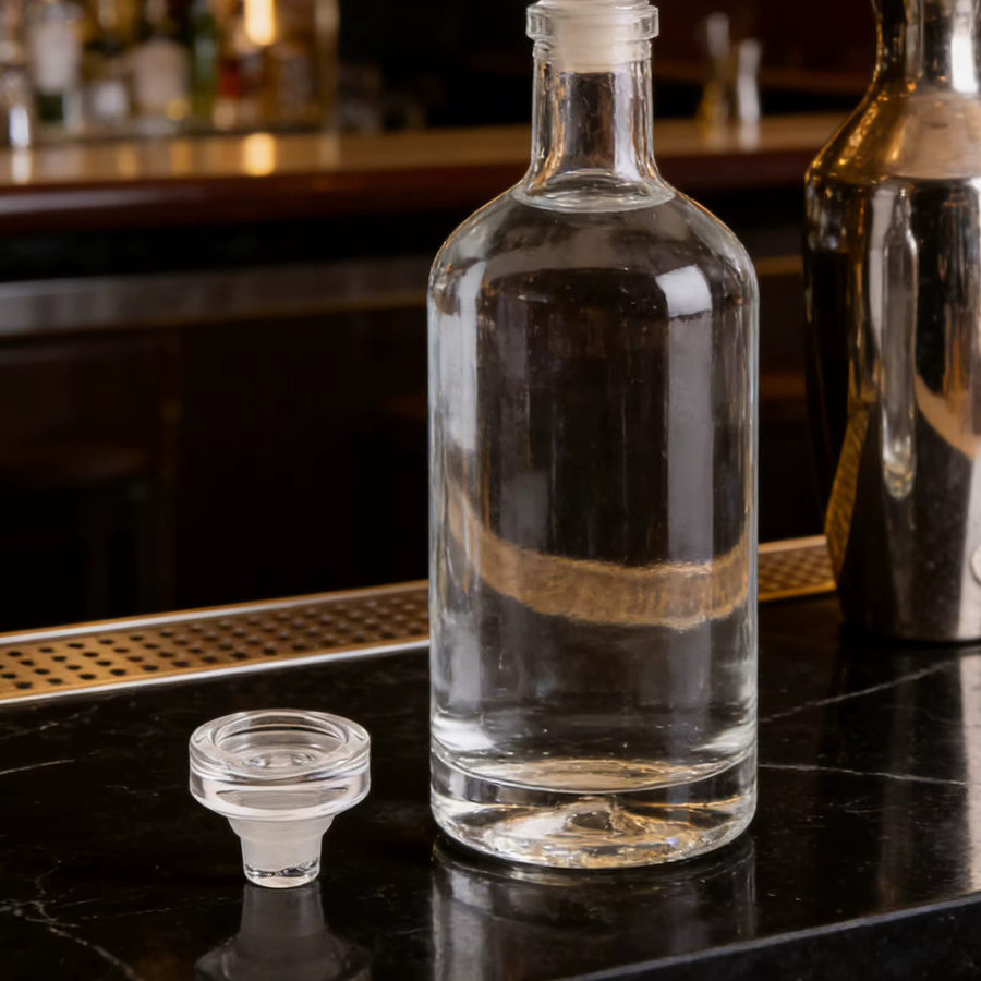 6 Stück luftdichte Glasstopfen für Wodka- und Bierflaschen, transparente Kristall-Getränkeverschlüsse aus Glas, auslaufsicher und dekorativ - Bild 3