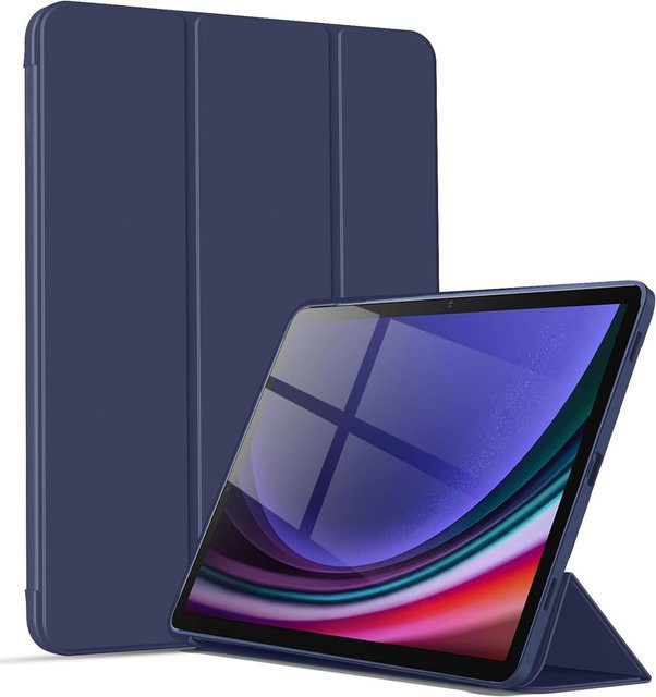 Samsung Galaxy Tab S7 S8 S9 FE Schutzhülle aus PU-Leder mit magnetischem Dreifach-Ständer in Blau - Bild 1