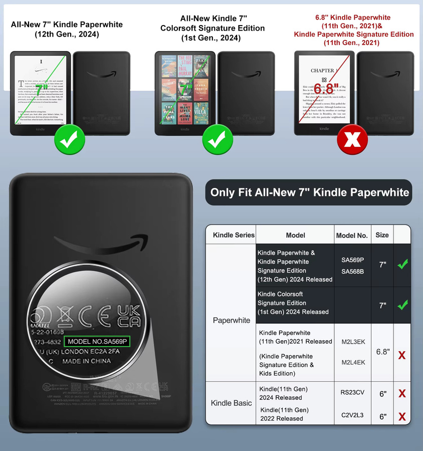 Dadanism Ultra Clear Glitter TPU Schutzhülle für Kindle Paperwhite 12. Generation 2024 (7 Zoll) mit Auto Sleep Wake Funktion in Schwarz - Bild 2