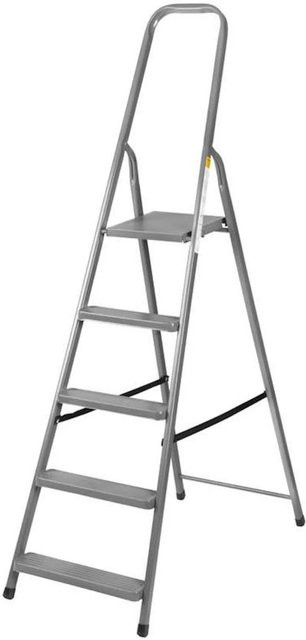 PROREGAL Metal Single Giraffe Einseitige Metall-Bügelleiter mit 4 Stufen, Farbe: Silber/Grau, Höhe: 149 cm, Tragkraft: 125 kg - Bild 1