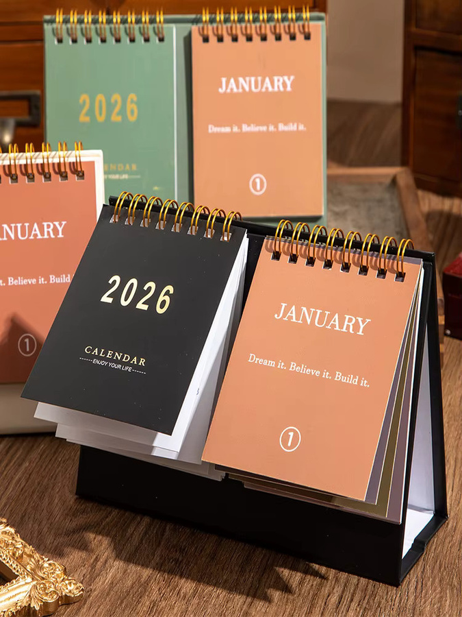 Englischer Tischkalender 2026 mit motivierenden Zitaten in Gelb für Erwachsene als Monatsplaner und Memo - Bild 4