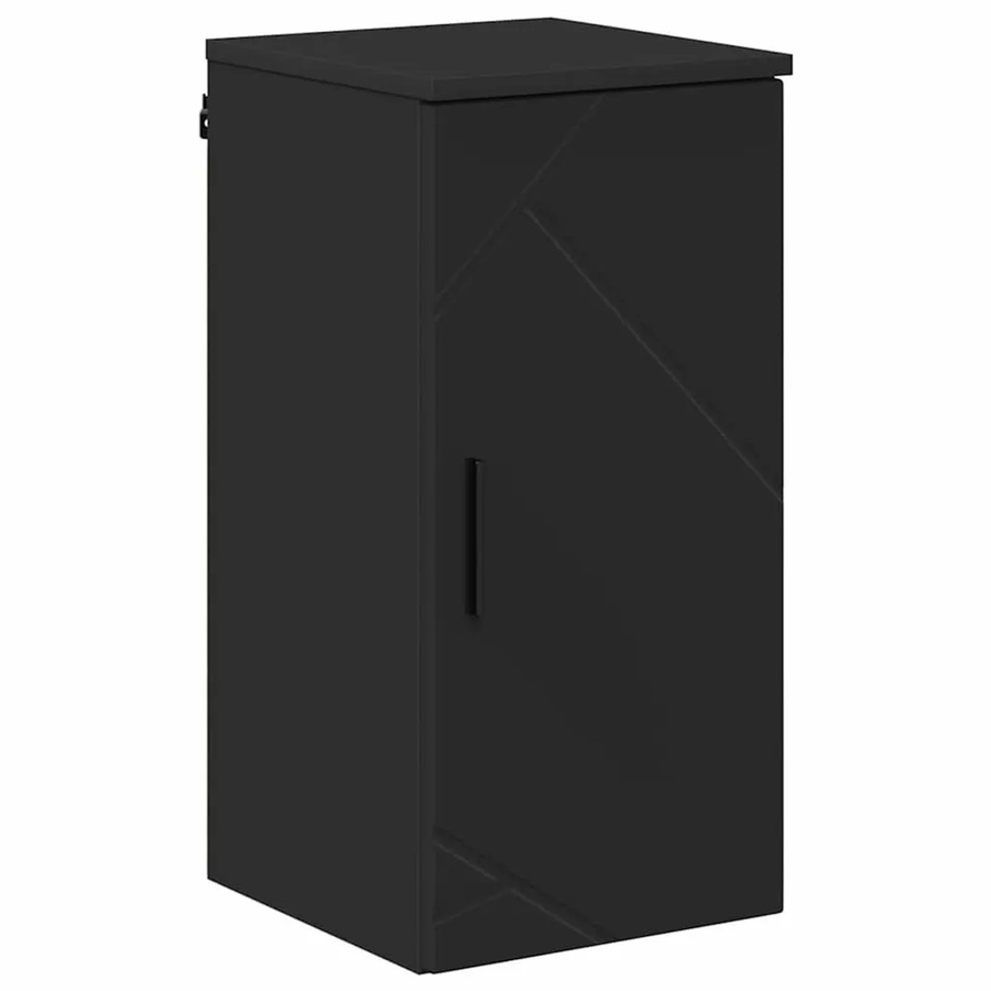 vidaXL Badezimmerschrank modern Wandmontiert Schwarz Matt B: 30 cm, T: 31,5 cm, H: 61 cm - Bild 2