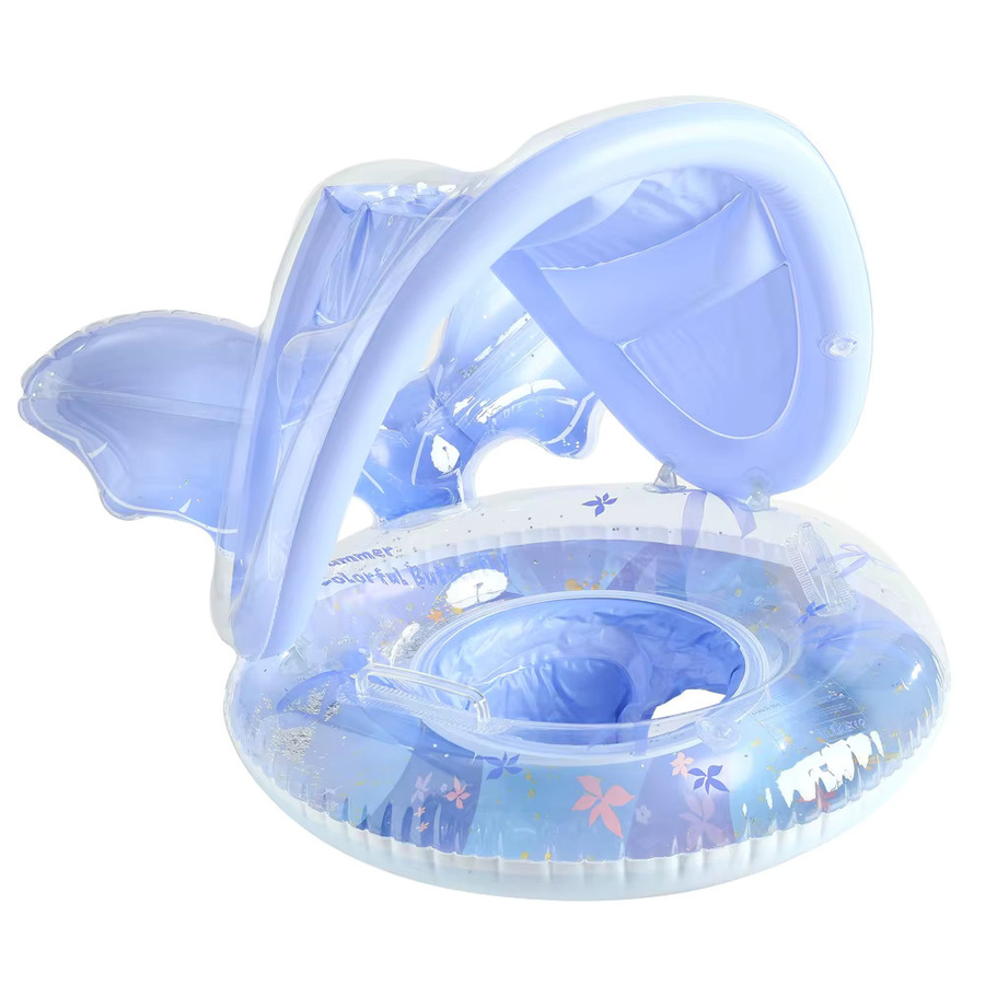 CatXaa Kinder-Schwimmring mit Sonnenschutz und Griffen in Blau für Babys und Kleinkinder ab 1 Jahr - Bild 2