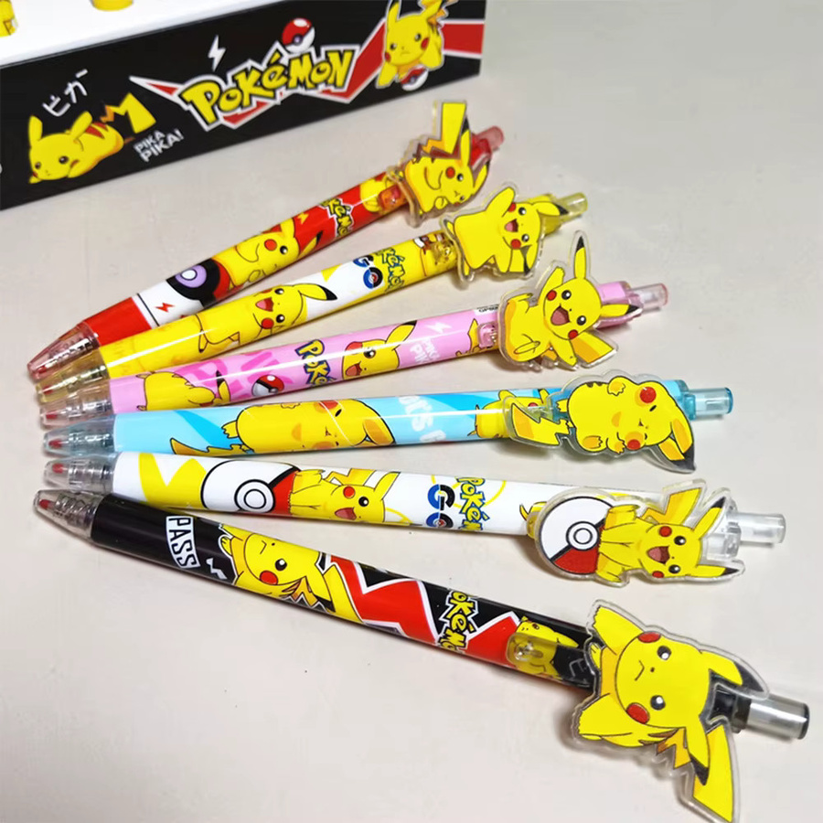 Bandai Pokemon Pikachu Gelstifte 6er Set mit schwarzer Tinte und 0,5 mm Spitze in Mehrfarben - Bild 3