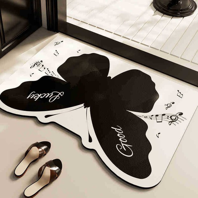 Yiran Furniture Kieselgur Fußmatte für das Badezimmer, Schwarz, B: 60 cm, T: 40 cm, H: 2,5 cm - Bild 1