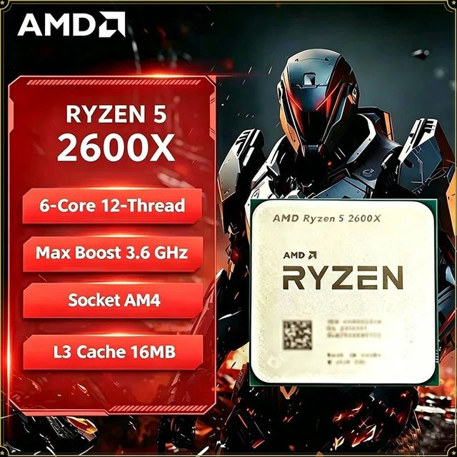 AMD Ryzen 5 R5 2600X CPU-Prozessor LGA AM4 mit 3,6 GHz, 6 Kernen und 12 Threads, 95W - Bild 1