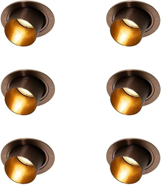 QAZQA 6er Set Moderne Einbaustrahler Dunkelbronze Rund Schwenkbar im Vintage-Look - Bild 1