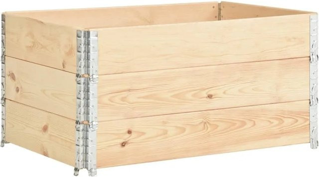3er Set vidaXL Hochbeete aus Kiefer Massivholz, braun, B: 120 cm, T: 80 cm, H: 19 cm - Bild 1
