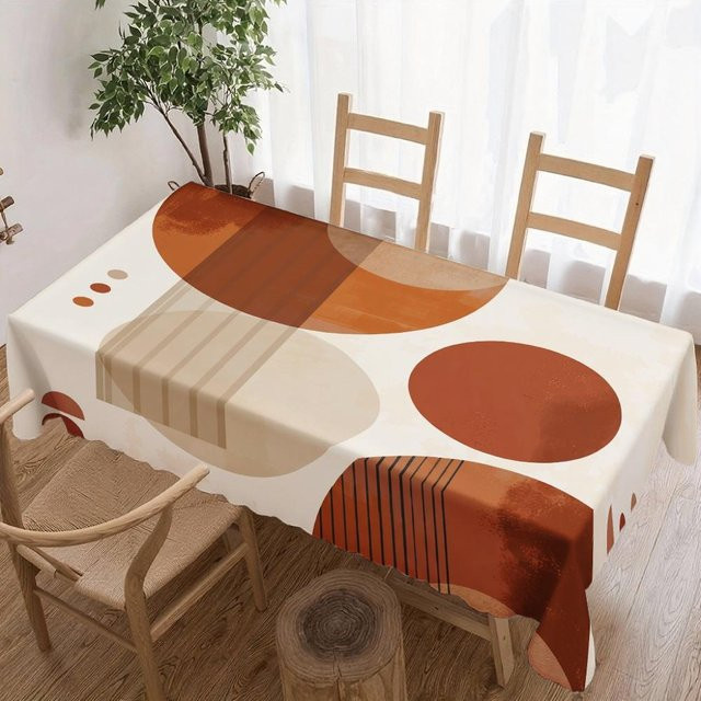 Wasserdichte und waschbare Tischdecke von JINGYUE Pet mit abstraktem geometrischem Muster, rechteckig, Mehrfarbig, B: 100 cm, T: 160 cm - Bild 1