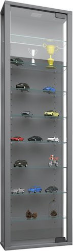 VCM Vitrine Stano Maxi Wandhängend Silber, B: 33 cm, H: 113 cm, aus Holzwerkstoff und Glas - Bild 1