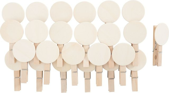 VBS Holzklammer Button rund in Beige aus Holz und Metall für Adventskalender und Hochzeiten - Bild 1