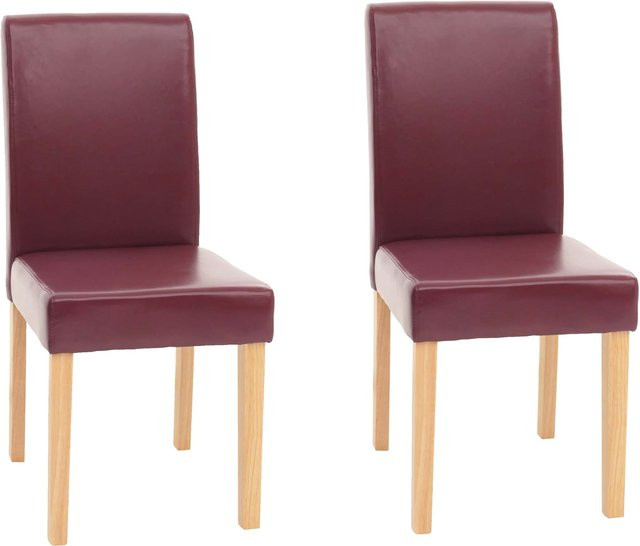 2er-Set Esszimmerstühle Littau von MCW aus Kunstleder in Rot mit hellen Beinen - Bild 1