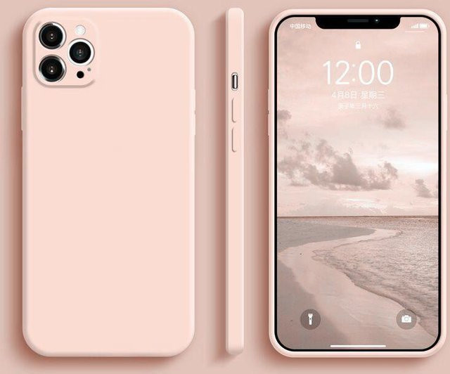 Apple Flüssigsilikon Handyhülle mit geraden Kanten für iPhone 15, 14, 13 Pro Max und 12 in Pink - Bild 1