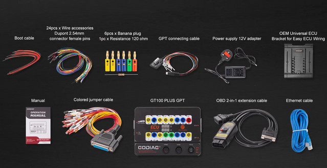 GODIAG GT100 PLUS GPT ENET DoIP Breakout-Box ECU-Anschluss für OBD II, Schwarz - Bild 1