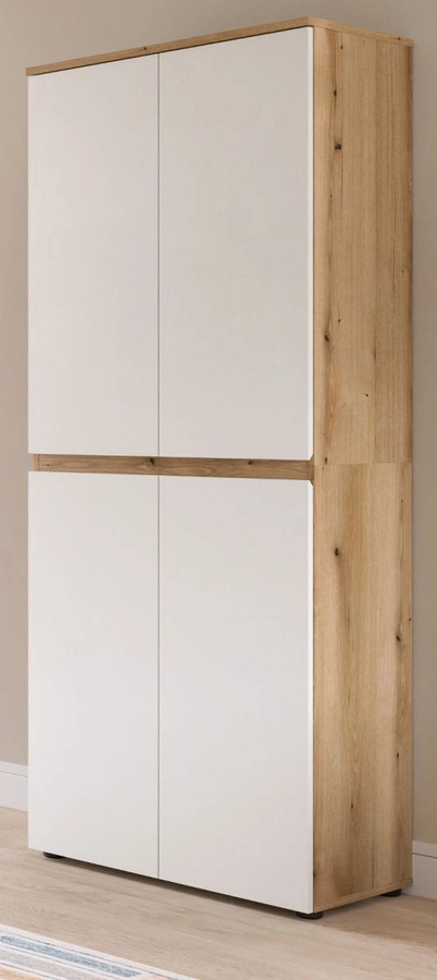 Mehrzweckschrank Assino in Weiß und Eiche mit Regalböden und Kleiderstange, B: 70 cm, T: 37 cm, H: 175 cm - Bild 1