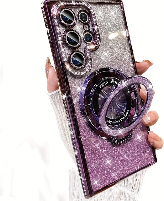 Luxuriöse Handyhülle mit Diamant-Glitzer und Magnetständer für Samsung Galaxy S26 S25 S24 S23 FE S22 Ultra Plus Serie Edge in Purple - Bild 1