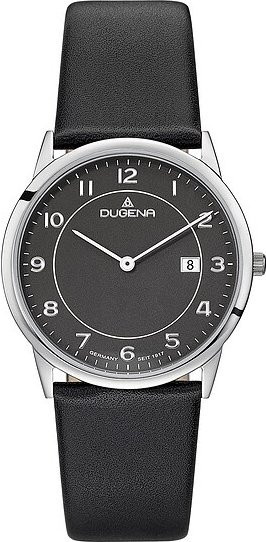 Dugena Armbanduhr Modena XL, Quarz, Edelstahl, Leder, Schwarz, Herren - Bild 1