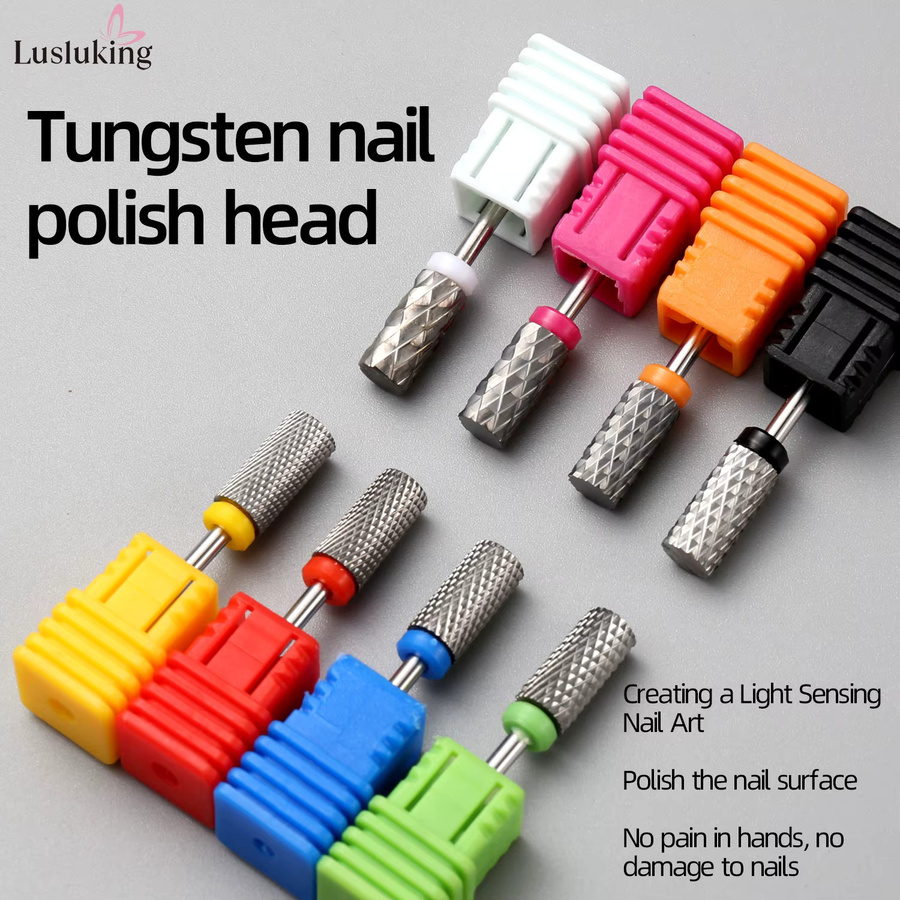 LUSLUKING Nagel Bohrer Bits, Wolfram Stahl, Flach Kopf, Grobe Körnung, Metallic - Bild 2