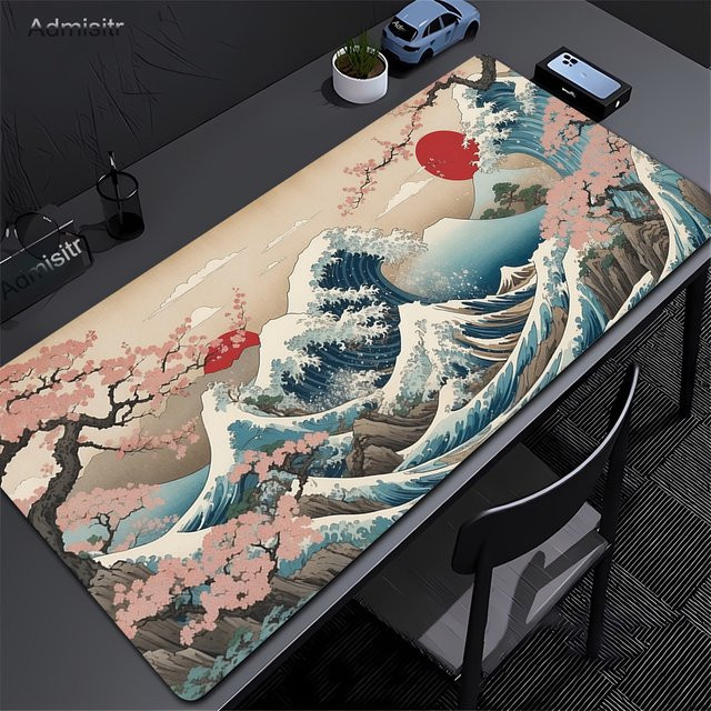 Admisitr Japanisches Kirschblüten-Mauspad XXL in Multicolour für Gaming und Büro - Bild 1