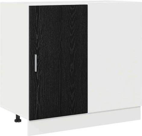 vidaXL Küchen-Eck-Unterschrank in Schwarz-Eiche-Optik mit Scharniertüren, B/T/H: 86 x 46 x 81,5 cm