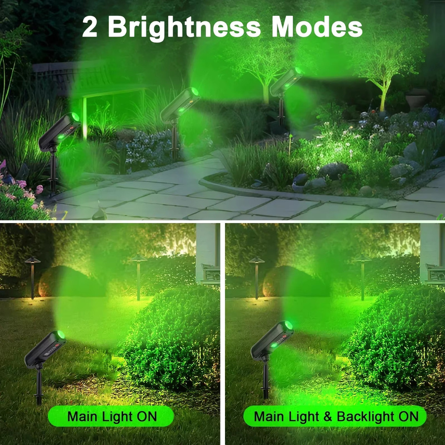 XIWANGFIRE 2-in-1 Solarstrahler und Wandleuchte mit LED, IP55 wasserdicht, Grün/Schwarz, dekorative Gartenbeleuchtung für Akzent- und Uplighting-Effekte - Bild 3